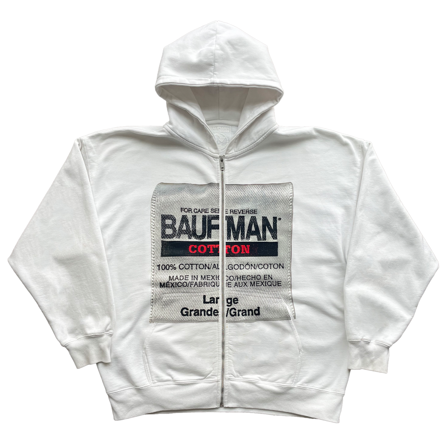 White Bäufman Tultex Zip-Up Hoodie