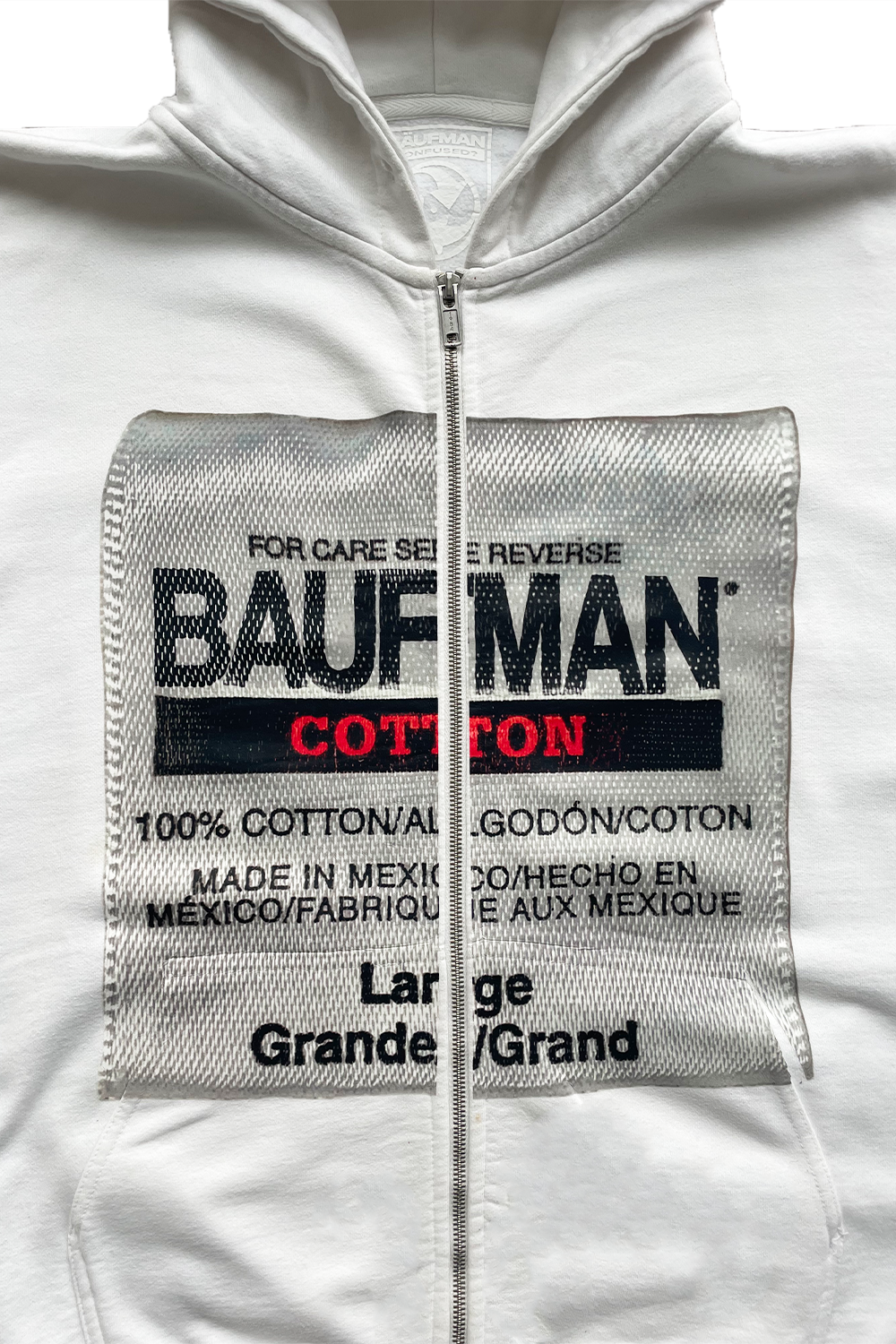 White Bäufman Tultex Zip-Up Hoodie